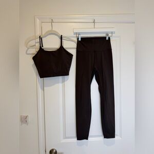 Adanola Brown Leggings and Crop Top Set Small